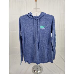 Vineyard Vines‎ Sweater Mens S Heather Blue Green Whale Logo Pullover Hoodie